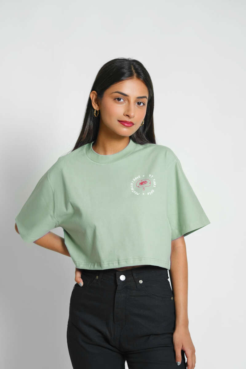 Aesthetic pastel green box fit crop top